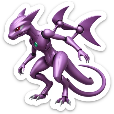 Futuristic Modern Miraidon-Genesect-Mewtwo-Fakémon-hybrid-creature (full body)  sticker