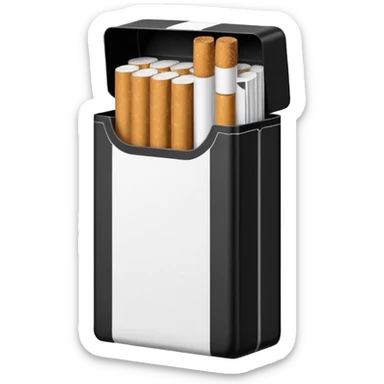 Minimalistic cigarette pack emoji, metallic black and white sticker