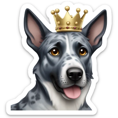 A malinois dark blue merle without red color with a crown on his head sticker