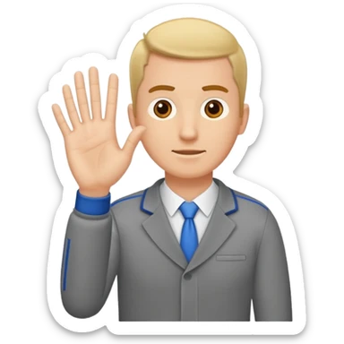 sports coach holding one hand palm down on top and other vertical in the middle of the flat palm under sticker