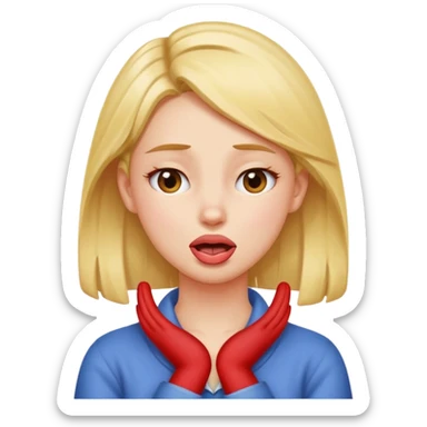 girl with hands crossed on her neck squinting her eyes with her tounge out sticker