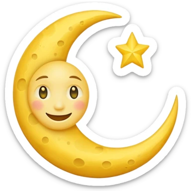 A smiling moon emoji. sticker