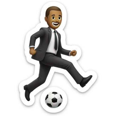Man in a suit kicking a soccer ball sticker