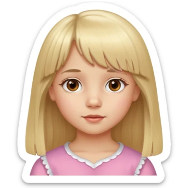 Girl child with long blond hair with fringe and brown eyes sticker