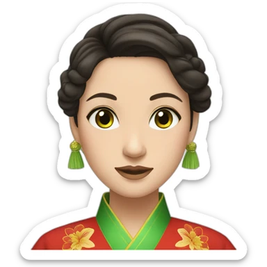Brunette with green eyes dressed in Chinese traditional clothes sticker