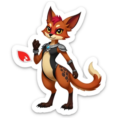 Dark edgy badass cool Falvie-Fionbri-creature-fursona, full body, with random markings sticker