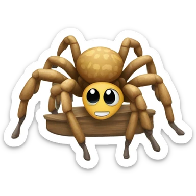 A tarantula wearing a bow with slippers and a scarf sticker