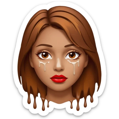Brown Hair, Woman, white paint drip, face, hot, Sexy, lips sticker