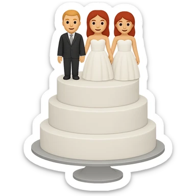 Remove gold accents from the red wedding cake with bride and groom toppers. Keep the background transparent. The original style is emoji style, so maintain a simple and concise emoji-like appearance. sticker