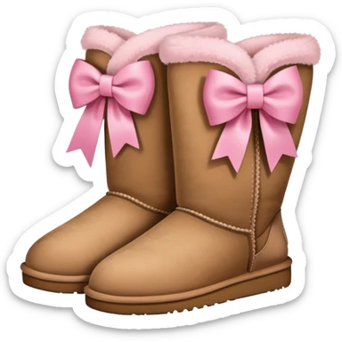 Uggs with a pink bow on the back sticker