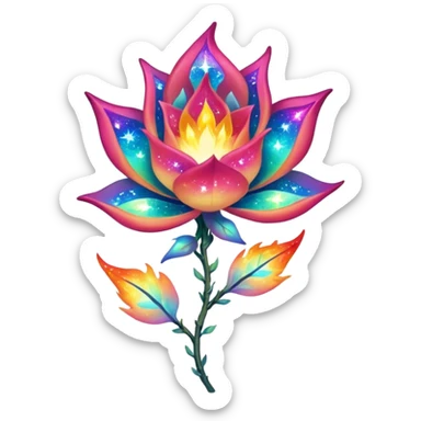 Elemental Forty Fiery Sparky Fierce Colorful Gradient Sparkly Nebular Starry Flaming Viney Rosey Rosy Vinal Dusky Aurorus-Amaura-Auroras-Pokémon-Fakémon-creature sticker