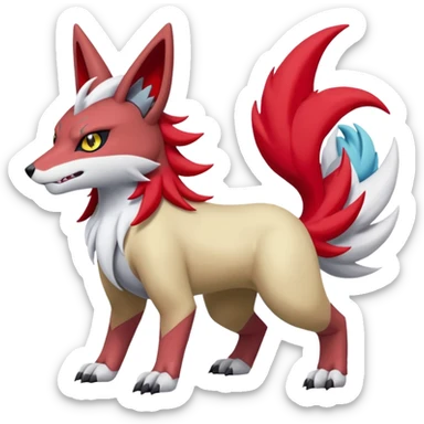 WereGarurumon-Zoroark-Meloetta-Renamon-Zangoose-fusion-hybrid-creature (full body) sticker