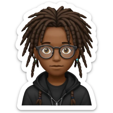 African Emo teen with dreads and glasses sticker