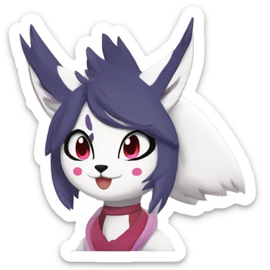 Anthro Dark Beautiful Colorful Shiny Edgy Cool Shy Grumpy FurSona Feline-Zangoose-Fakemon Long Emo Hai-bangs  Vtuber Model sticker