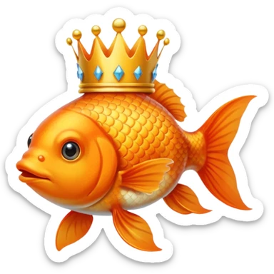 Goldfish with crown  sticker