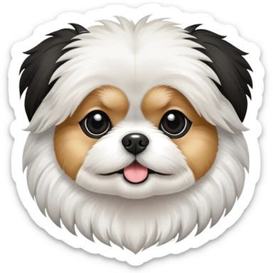 Pomeranian Shih Tzu mix with black and white fur sticker