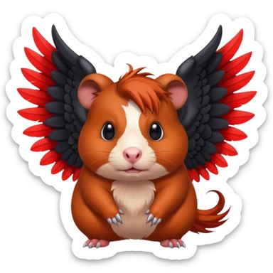 red evil guinea pig with wings sticker