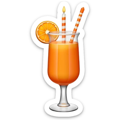 An orange fruit with a horizontal red stripe around the middle. 4 vertical cocktail sticks in the orange with small pieces of candy on the sticks. On top of the orange a small white lit candle. sticker