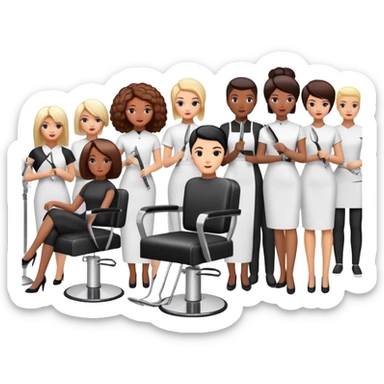 group of people learning hairdressing in beauty salon training sticker