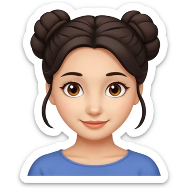 Cute smiling brown-eyed designer girl with her dark hair gathered in a careless bun sticker