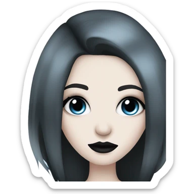 pale skin pretty goth girl with makeup, sky blue eyes and black hair sticker