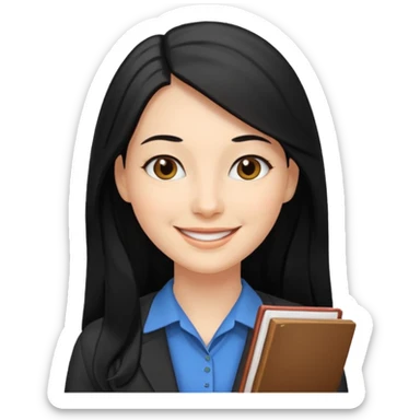 Women, professionals, teachers, black long hair sticker