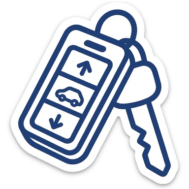 car remote key, flat icon, minimal, blue and white sticker