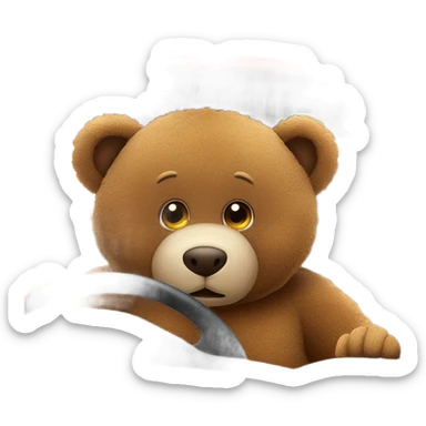 Brown teddy bear driving corvette  sticker