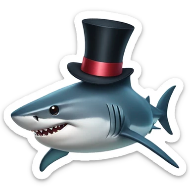 Shark with a top hat sticker