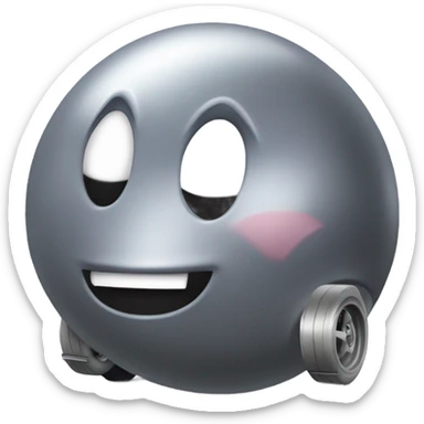 Metal cute Kirby bubble Gray ball driving on car wheels with mad eyebrows game sticker