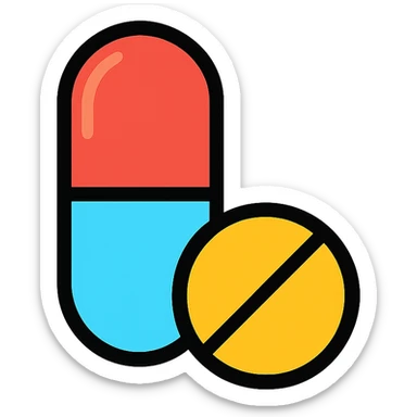 capsule and tablet icon, outlined, easy to recognize, modern icon style sticker