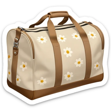 A sports bag with a pale beige print in a small flower sticker