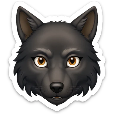 a black wolf raising an eyebrow sticker