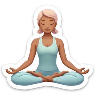 A peaceful person practicing yoga on a calm beach at sunrise, in a serene meditative pose. Soft pastel colors surround the scene, with gentle waves in the background and smooth, flowing lines representing balance and tranquility. The atmosphere feels centered and mindful. sticker