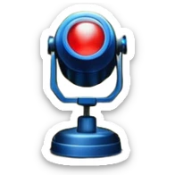 An emoji of stage lights shining brightly. Multiple spotlights in different colors (blue, yellow, red) angled towards a stage, creating a dramatic and concert-like atmosphere. Beams of light cutting through the darkness with a slight glow effect sticker