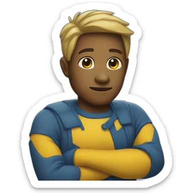 emoji of an arm wearing full sleeve blue with yellow skin color sticker