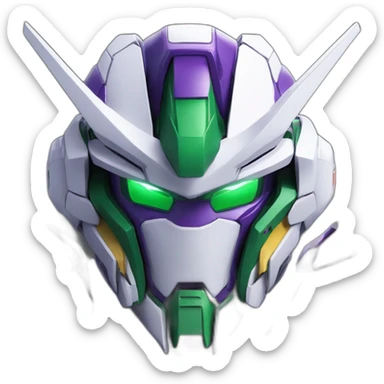 purple and green gundam barbatos face sticker
