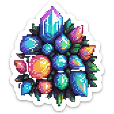 rainbow crystal cluster with multiple points and iridescent shine sticker