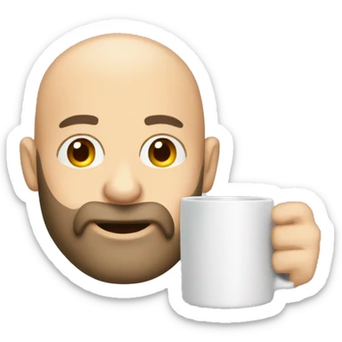 bald caucasian man with a beard chugging a mug sticker