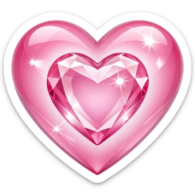 diamond heart with one mini pink heart inside of it  sticker