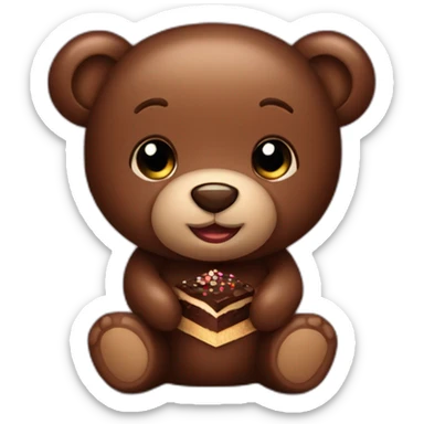Teddy bear whit choclate sticker