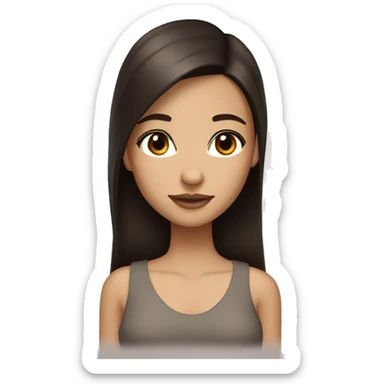 pretty girl with very dark brown straight hair and light tan skin with dark brown eyes sticker