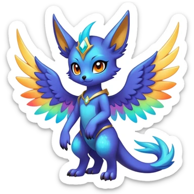 Anthro Sona Cool Edgy Cute Beautiful Colorful Shy Winged Shiny Nebula Fakemon-Fantasy-Creature Full Body sticker