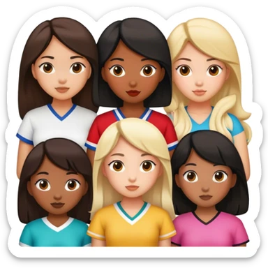 One black girl, three Korean girls, and one Mexican girl sticker