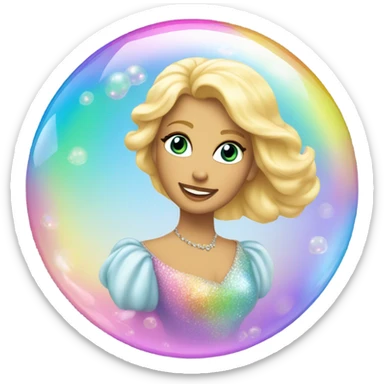 Rainbow Bubble with blonde princess reflection  sticker