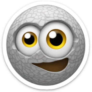 3d sphere with a cartoon underdeveloped skin texture with big childish eyes sticker