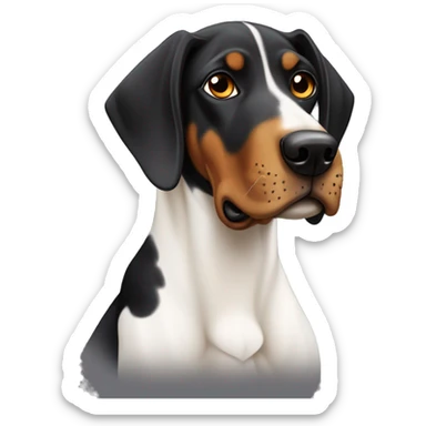 Hound dog and Doberman with floppy ears and a little white on chest  sticker