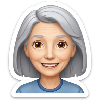 smiling elderly white woman with grey hair sticker