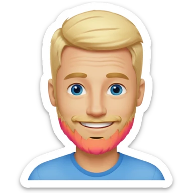 cheerful 35-year-old man, blonde, blue-eyed, light beard, smiling sticker