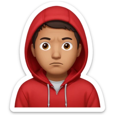 Mexican-Asian chinky eyed american male in red hoodie staring at you disappointef sticker